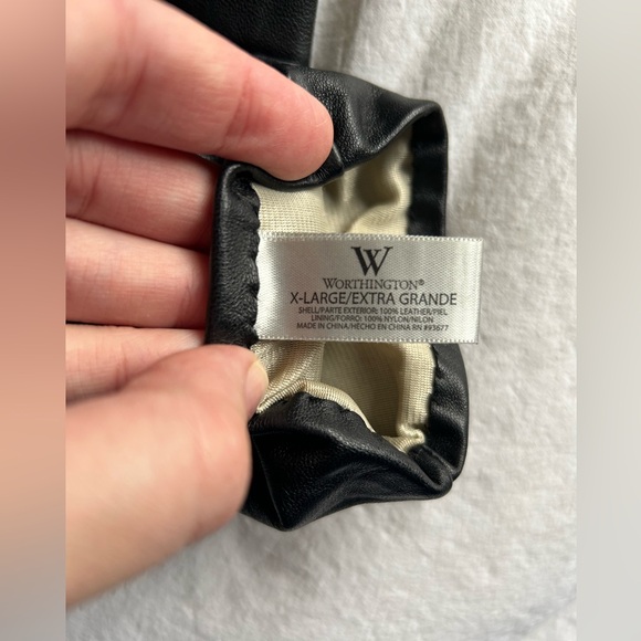 Worthington long black leather gloves XL - Picture 2 of 6